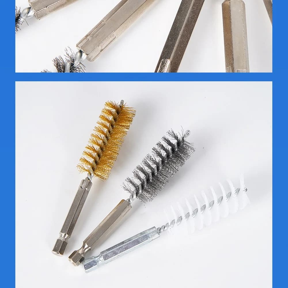 Industrial Bore Pipe Cleaning Brush Stainless Steel Wire Hex Shank Drill Tool For HVAC Maintenance Rust Removal Accessory