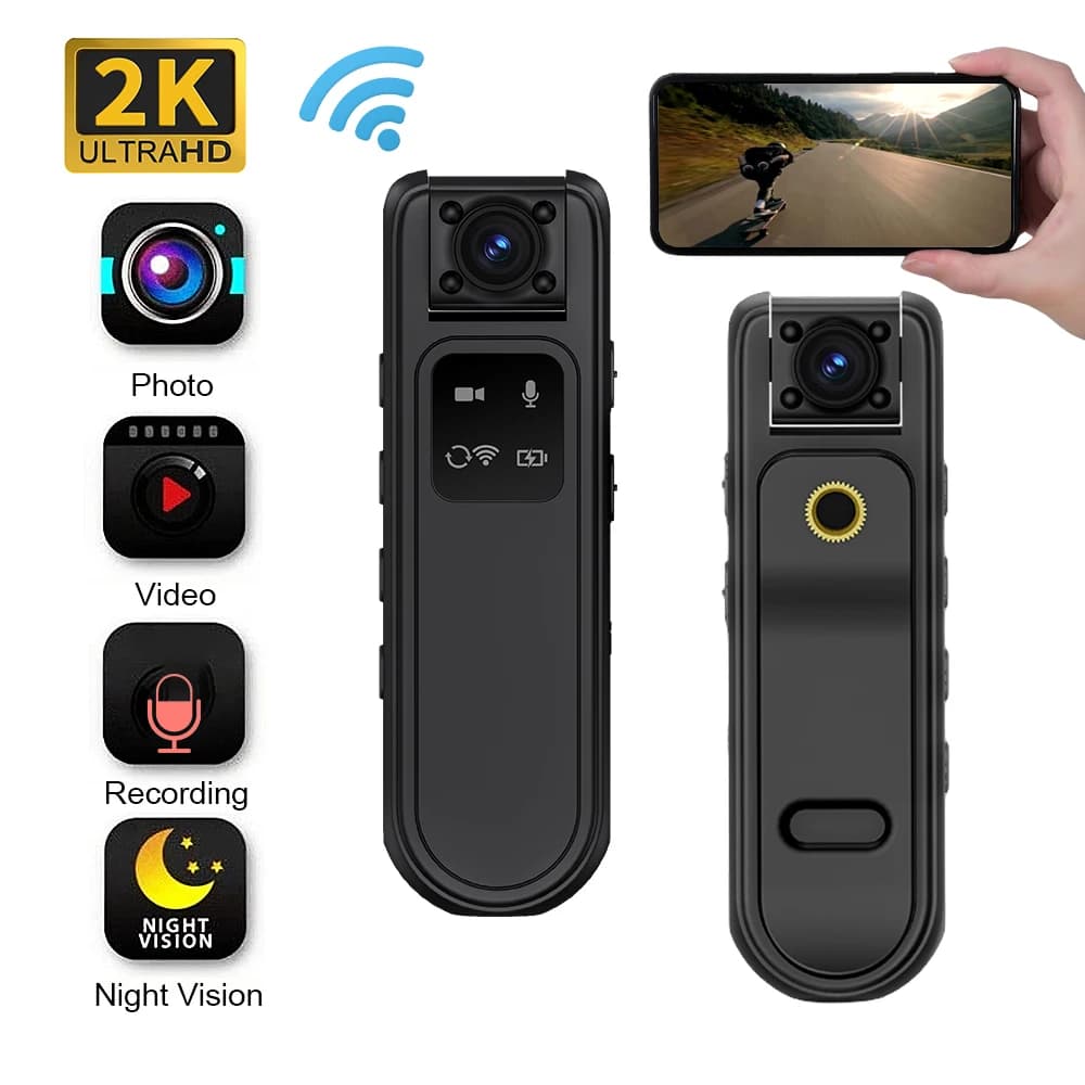 HD 2K Mini Camara portatile Videoregistratore della polizia Body Cam Moto Bici Auto DVR Webcam