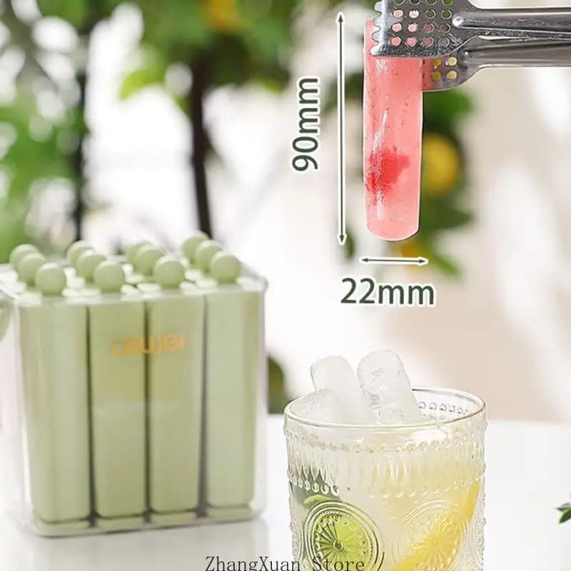 Fun Silicone Long Ice Cubes Mold With Storage Box Easy Releases Flexible 3XUF