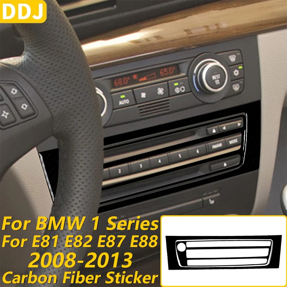 For BMW 1 Series E81 E82 E87 E88 2008-2013 Piano Black Central Control Radio CD Panel Cover Trim Set Car Accessories Sticker