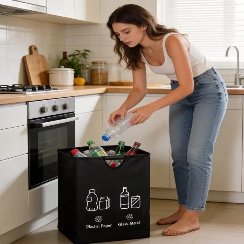 82L Foldable Storage Bag Multifunctional Recycling Bin For Bottles Dirty Clothes Laundry Bottle Collection Container