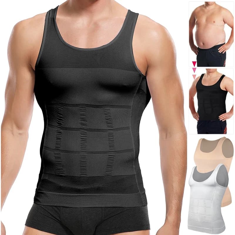 Uomo Dimagrante Body Shaper Addome Riduttore Vita Trainer Gilet Pancia Controllo Postura Camicia Correzione della schiena Canotta Shaperwear