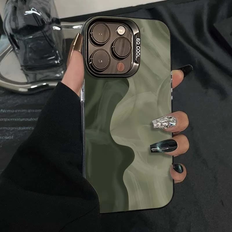 Custodia per telefono dal design semplice verde scuro per iPhone 16 15 14 13 12 11 Pro Max X XS XR 7 8 16 Plus 16E 15 Pro 11 Pro SE Cover opaca
