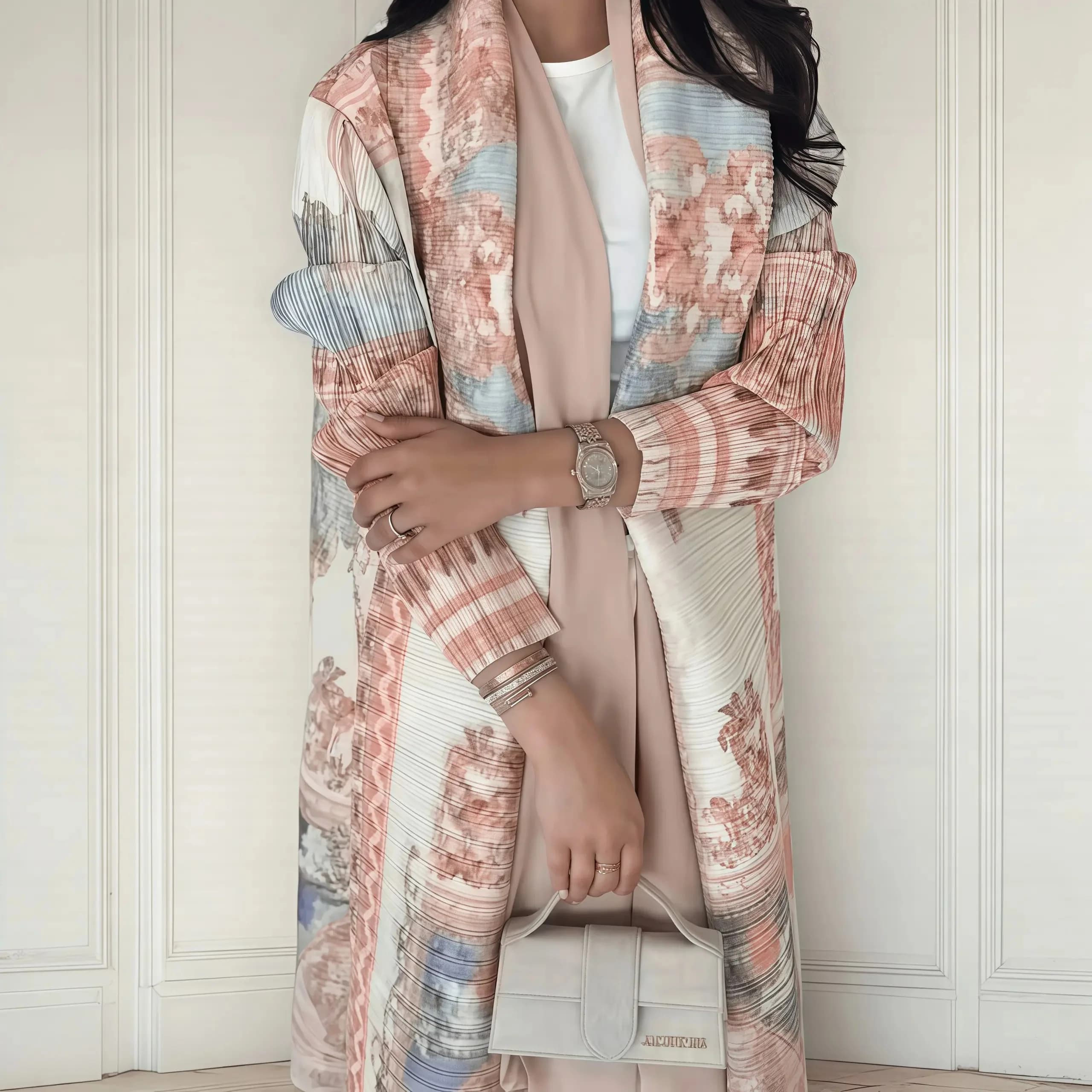 YUDX Miyake Stampa a pieghe Colletto pieghevole Abito a maniche lunghe da donna 2024 Nuovo inverno Cappotto cardigan di moda dal design originale