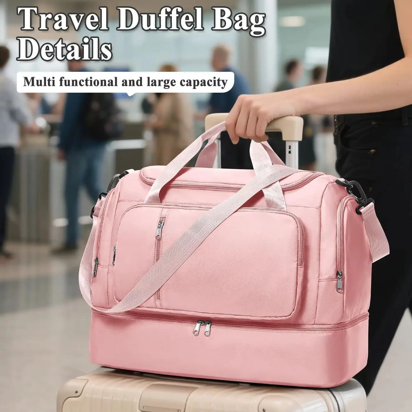 Travel Bag for Women - Waterproof Large Capacity Multi-Pocket Hand Luggage Bag Gym Bag Weekender Travel Clothing Storage Bag