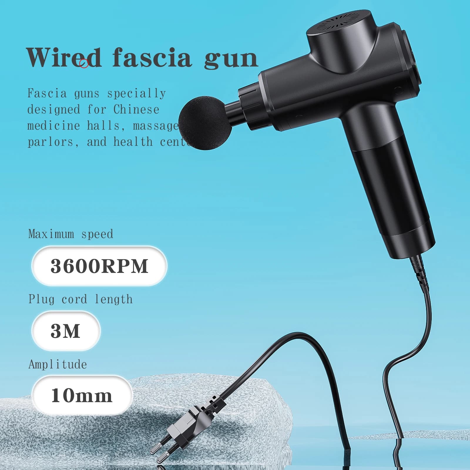 Professional Powerful Muscle Massage Gun with 3M Plug Cord ,14mm Body Muscle Relaxation Massager Fitness and Wellness Product