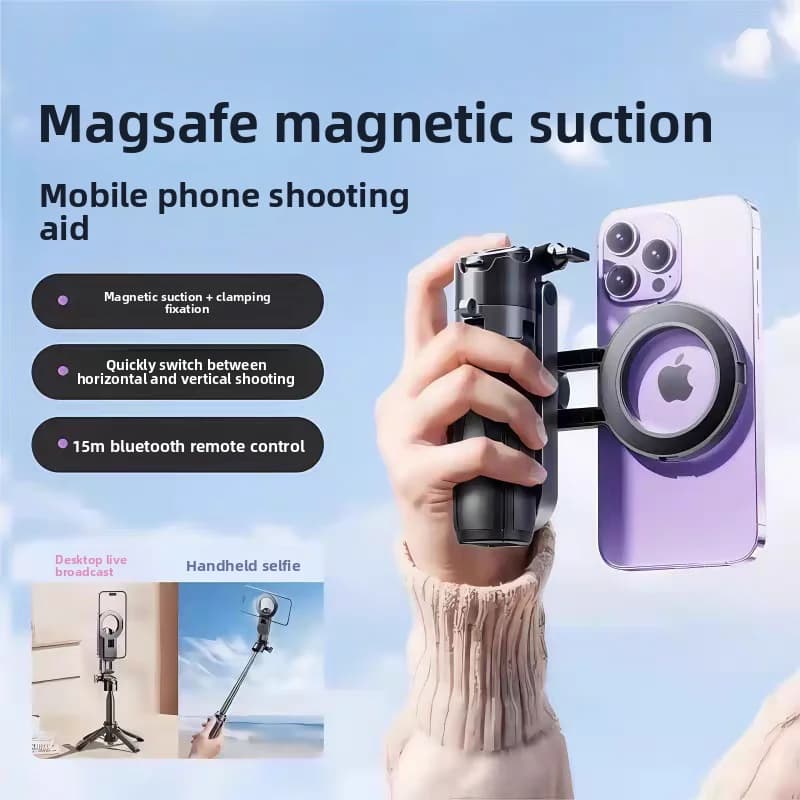 Magnetic Anti-Shake Retractable Mini Selfie Stick Portable Photo Holder for Travel Mobile Phone
