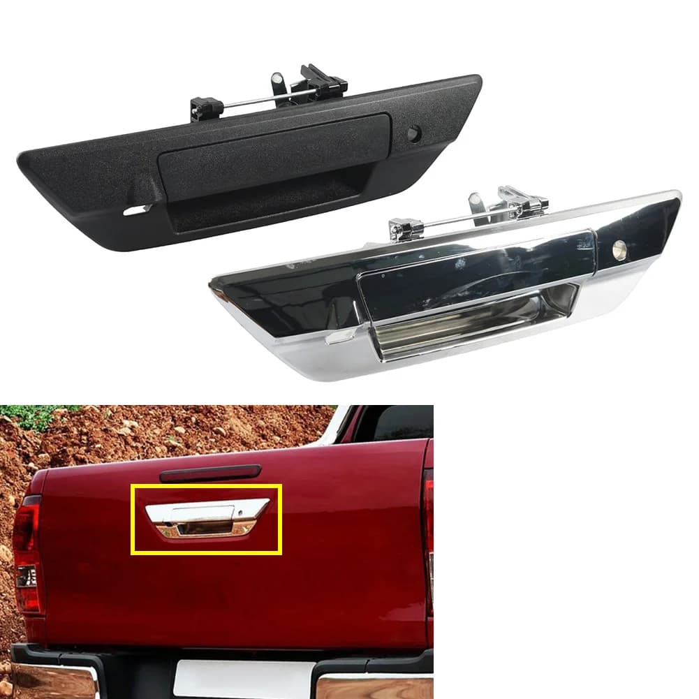 Auto Tailgate Door Handle With Camera Key Holes 69090-0K110 For Toyota Hilux Revo 2015 2016 2017 2018 Black/Chrome