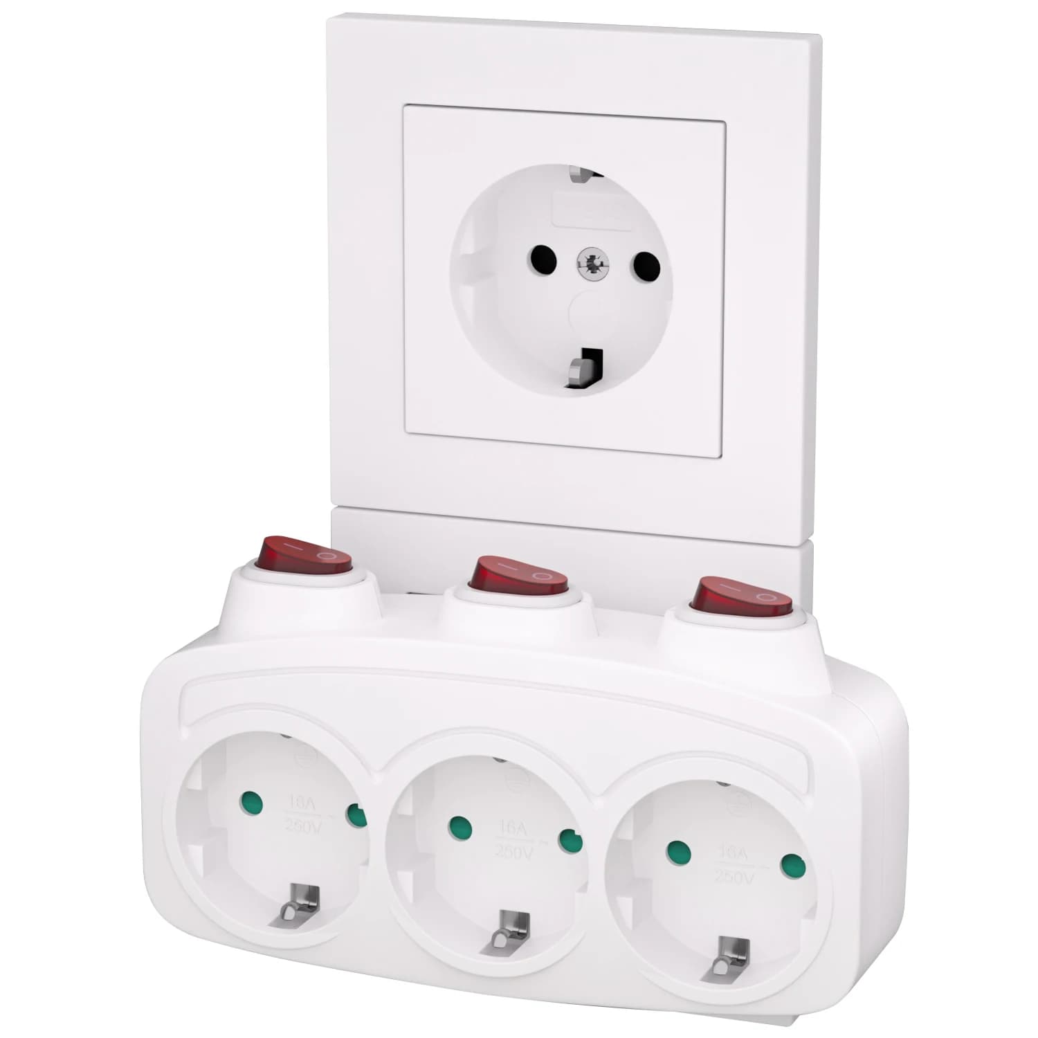 Presa di prolunga per prese elettriche UE con interruttore ON/OFF Adattatore di alimentazione per convertitore a muro con spina Mulit standard Schuko Germania