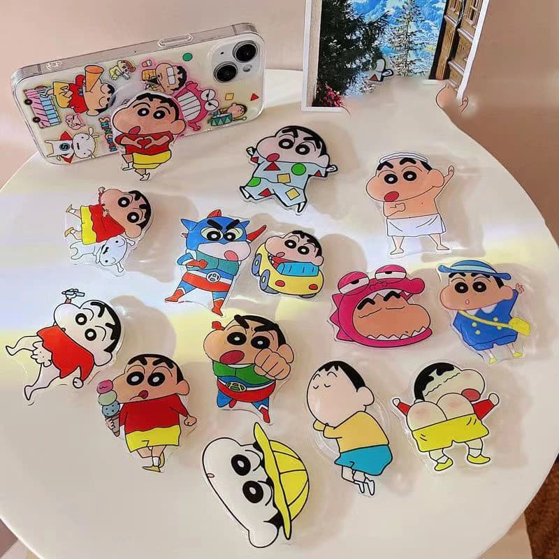 Anime Crayon ShinChanss Mobile Phone Stand Adhesive Lazy Telescopic Desktop Air Cushion Folding Portable Mobile Phone Holder