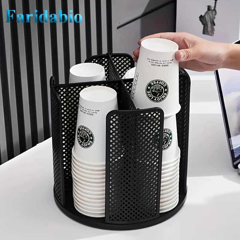 Portabicchieri Girevole a 360 Gradi in PP, Dispenser per Tazze, Organizzatore per Casa, Caffetteria, Ufficio, Scrivania, Spezie