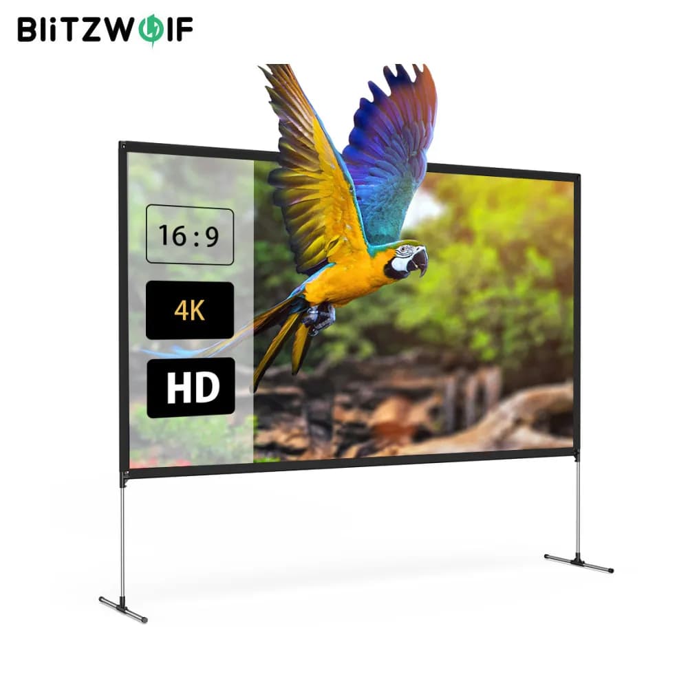 BlitzWolf BW-VS6 schermo per proiettore da 80/100 pollici risoluzione 4K 16:9 schermo per film all'aperto pieghevole antipiega facile da installare