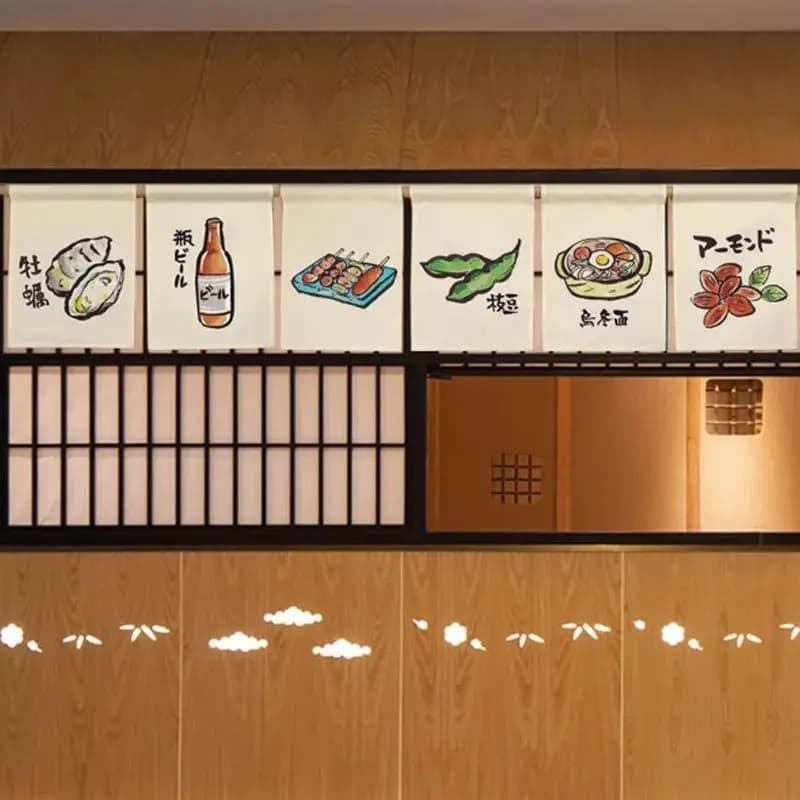 VIKAMA Japanese Noren Door Curtain Traditional Short Half for Kitchen Sushi Restaurant Bar Home Decor