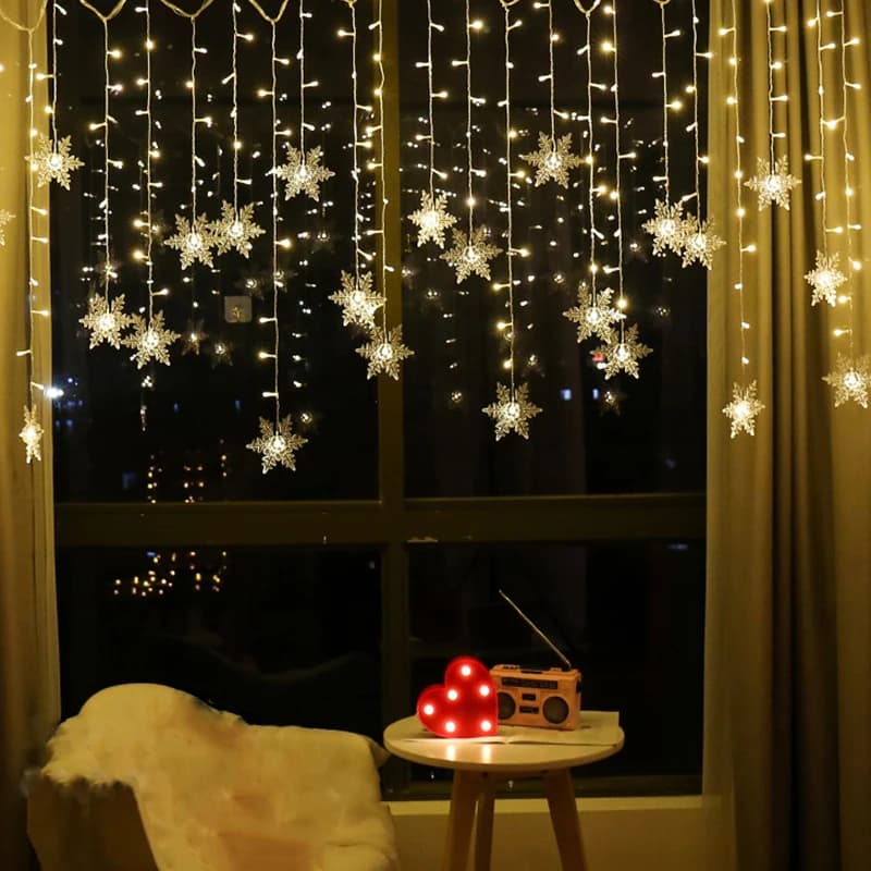 3.2M Christmas snowflakes LED string lights Waterproof fairy curtain lights for wedding Christmas decoration for party
