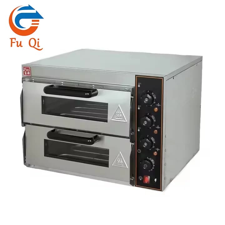Nuovo forno elettrico a due piani per panetteria, torte e pane, forno per pizza con attrezzature per cottura automatica in pietra in vendita