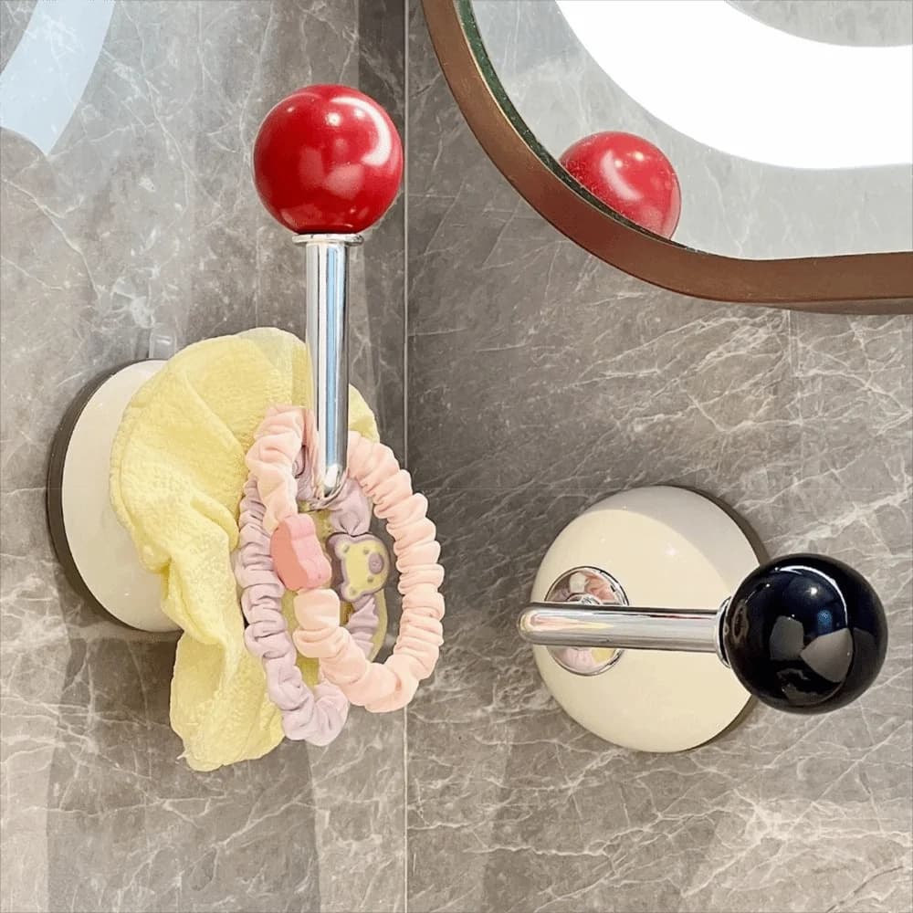 Gancio a ventosa senza foratura a parete a forma di L per anelli per capelli, salvaspazio, facile da installare, porta fascette per capelli da doccia