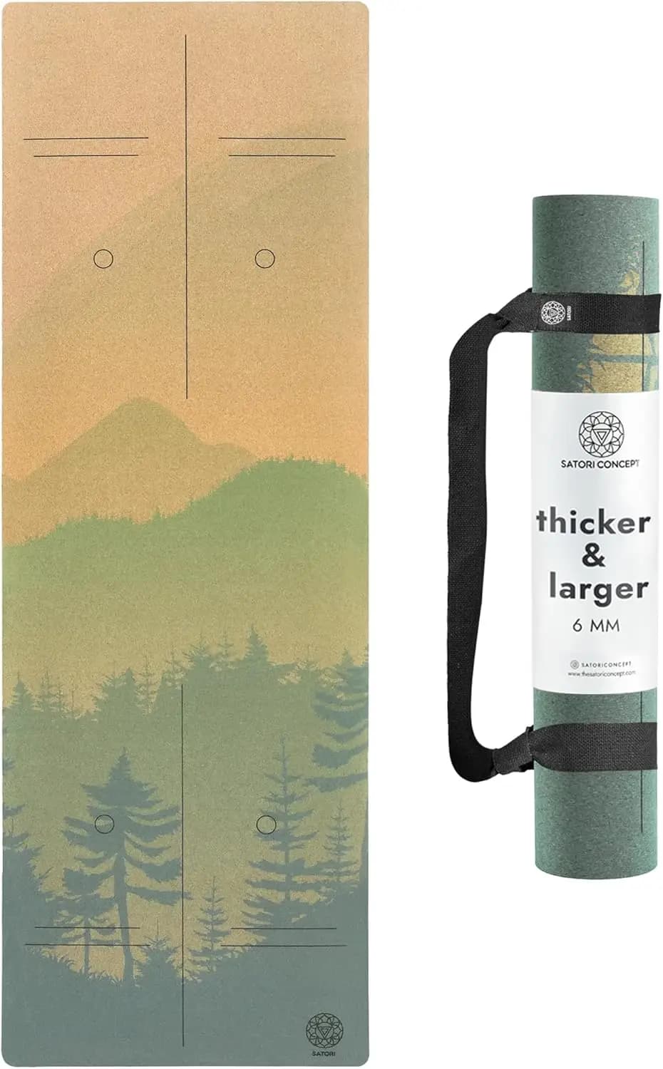 Tappetino Yoga in Sughero con Base in Gomma Naturale, Extra Large 80x26x6mm, Antiscivolo, Ecologico