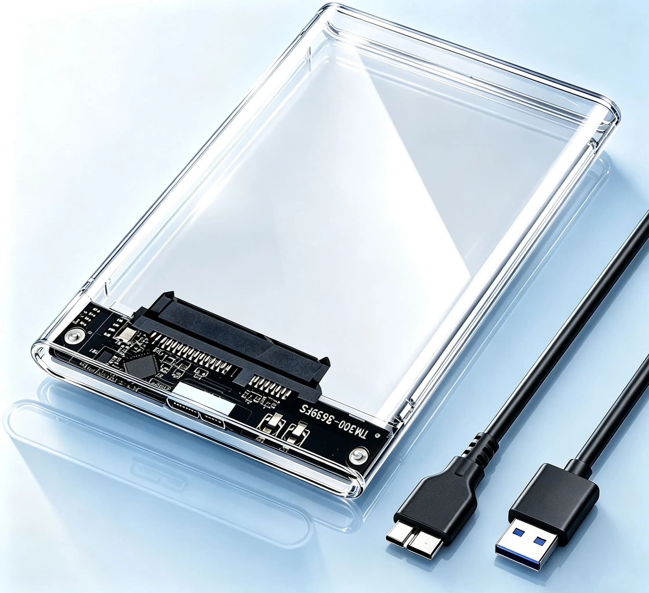 Transparent 2.5" SATA HDD Enclosure SSD Case, USB3.0 Portable External Hard Drive up to 5Gbps