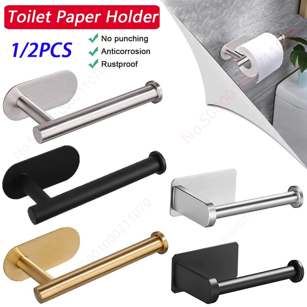 1~2 pcs toilet paper holder bathroom towels sticker paper dispenser toilet paper accessories for kitchen hardware storage