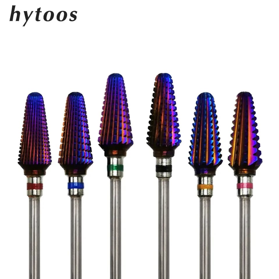 HYTOOS Punte da trapano per unghie in metallo duro viola 3/32 "Frese per punte in metallo duro Tornado per manicure Pedicure Unghie Accessori Strumenti