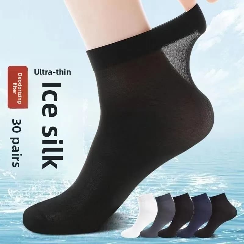 5 pairs of men's summer socks in ice silk, breathable, which absorb moisture, odor, casual sports socks from work