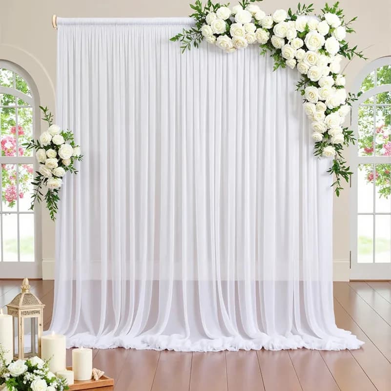 White Transparent Tulle Curtain, Semi Sheer Voile Curtain for Living Room Bathroom Window Door, Home Decoration Photography Back