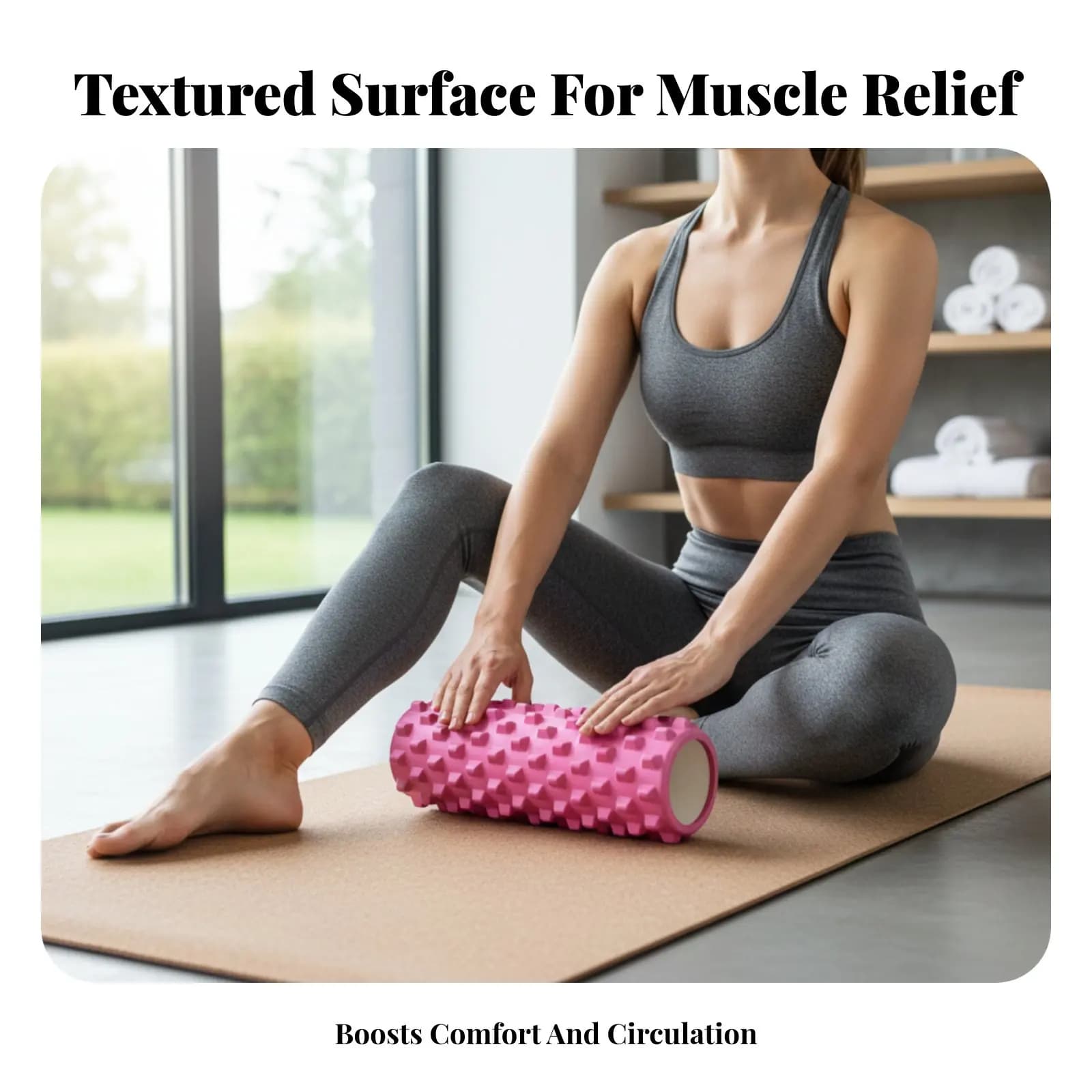 Massage Roller in Foam Textured, Foam Material, Muscular Relaxation, Massage Stick and Gambe Modeling