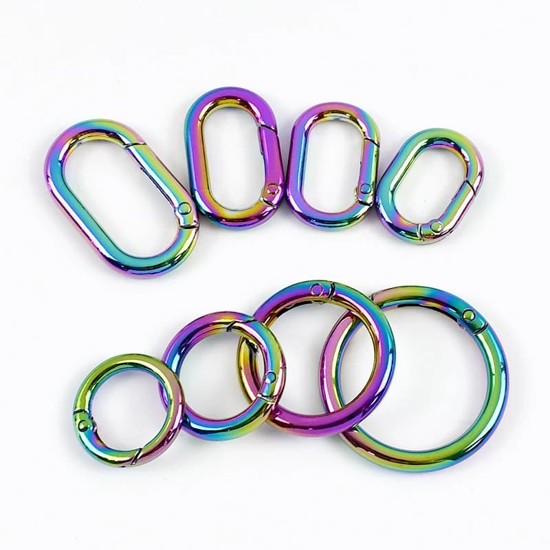 10 Pezzi Anelli a O in Metallo Colorato da 10-50mm, Fibbie per Cinghie Borsa, Portachiavi, Moschettoni Apribili, Ganci a Scatto, Accessori Hardware