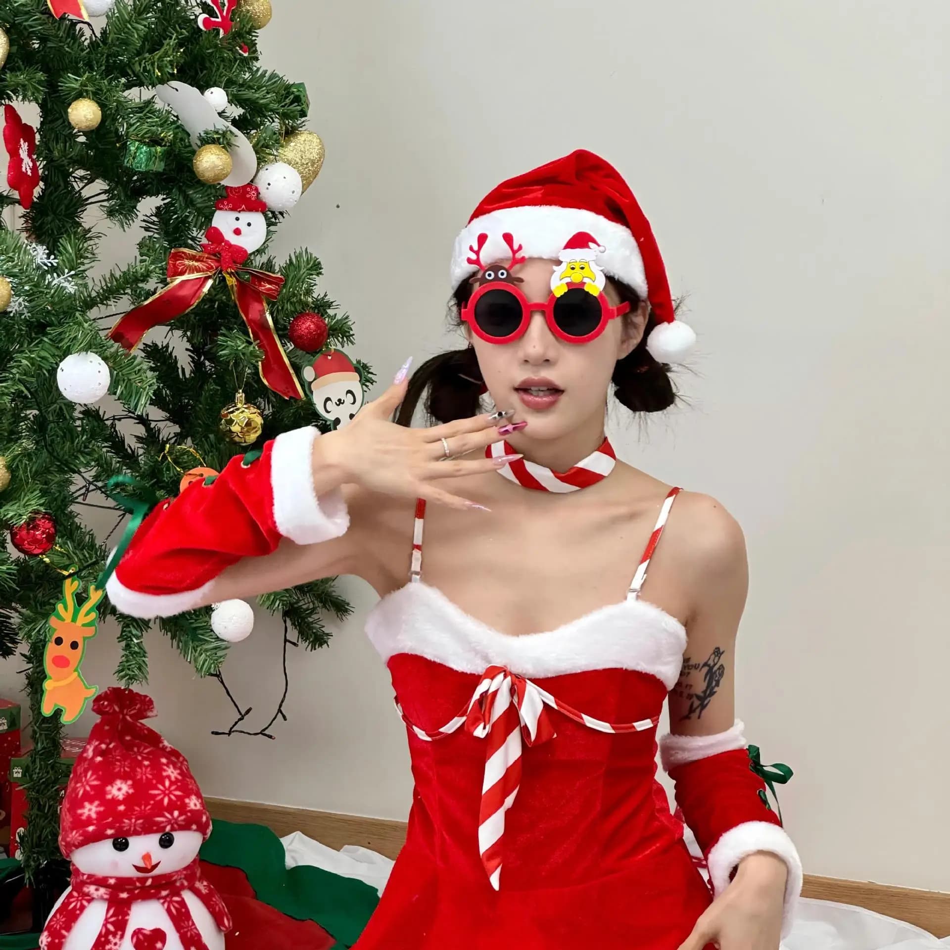 Occhiali per foto per feste di Natale, occhiali di Babbo Natale e renne, divertenti decorazioni per travestimenti