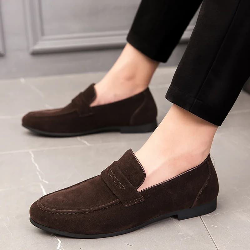 Scarpe Casual da Uomo alla Moda in Vera Pelle Scamosciata, Mocassini Leggeri e Comodi per Guida, Feste e Matrimoni
