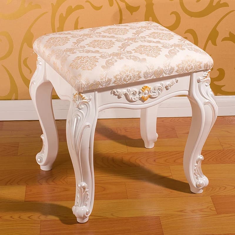 Sgabello da toeletta moderno e semplice in tessuto, stile nordamericano ed europeo, sgabello per manicure in legno massello, stile pastorale, per camera da letto, sedia per scarpe