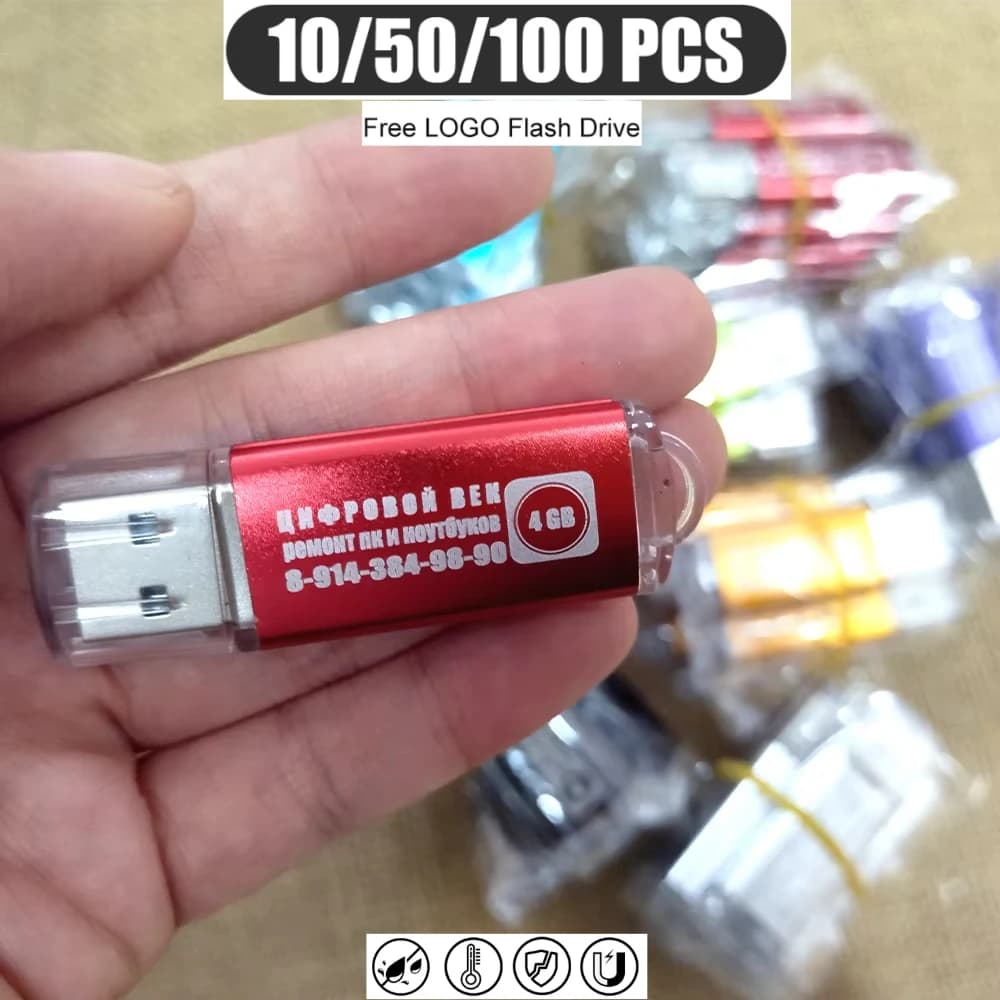 Colore 10/50/100 pezzi lotto Chiavetta USB 2.0 32 GB 64 GB Chiavetta USB Logo gratuito Pen Drive 1 GB 4 GB Pendrive per Smart Phone/PCCustom
