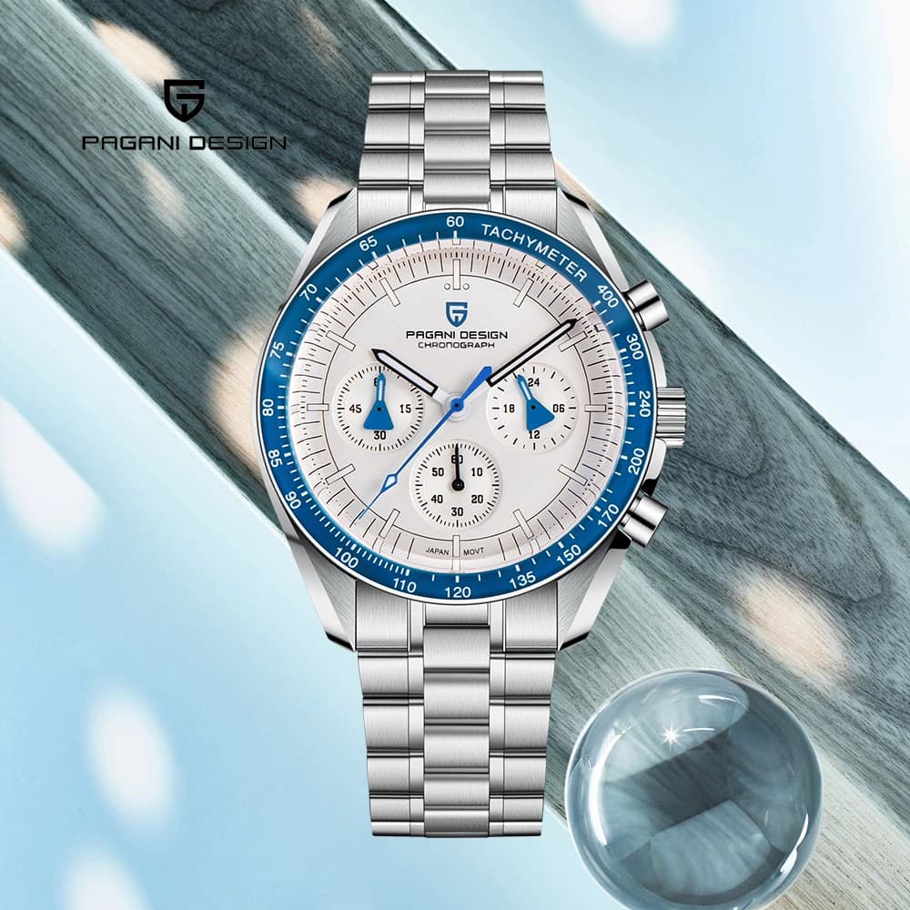Orologio da Polso PAGANI DESIGN di Lusso Blu alla Moda per Uomo, Cronografo Sportivo con Vetro Zaffiro AR e Quadrante Luminoso, Modello 2026