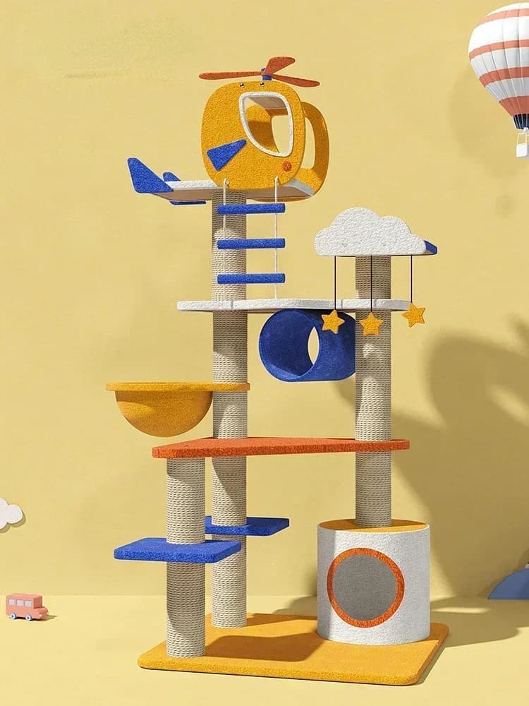 Casa per gatti Albero per gatti Struttura da arrampicata per gatti Albero Appartamento di piccole dimensioni Catteria Giocattolo verticale per gatti Scaffale integrato Tiragraffi di grandi dimensioni