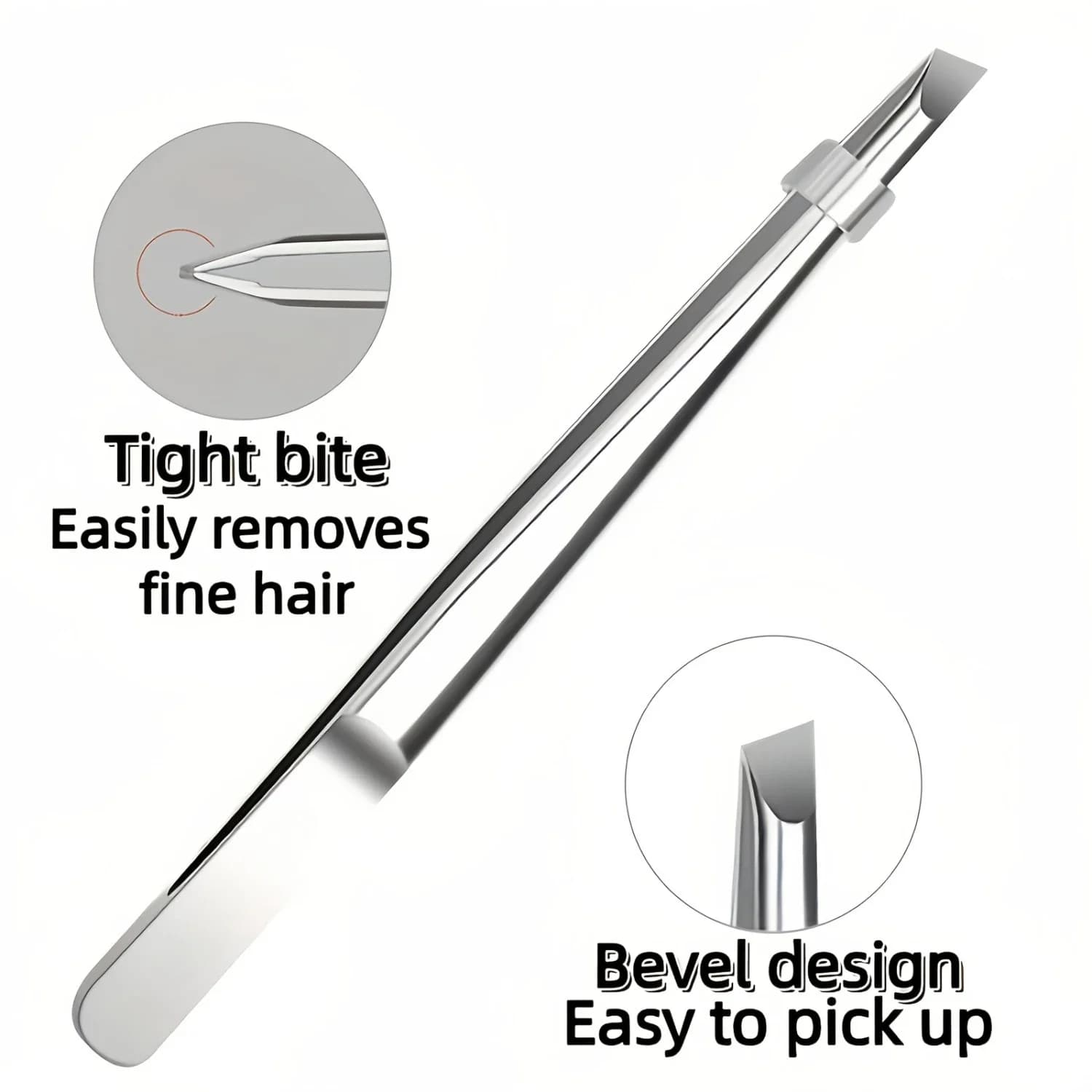 Professional Stainless Steel Tweezers for Eyebrows & Facial Hair Hypoallergenic Precision Tip Sensitive Beige Eyebrow Beard Clip