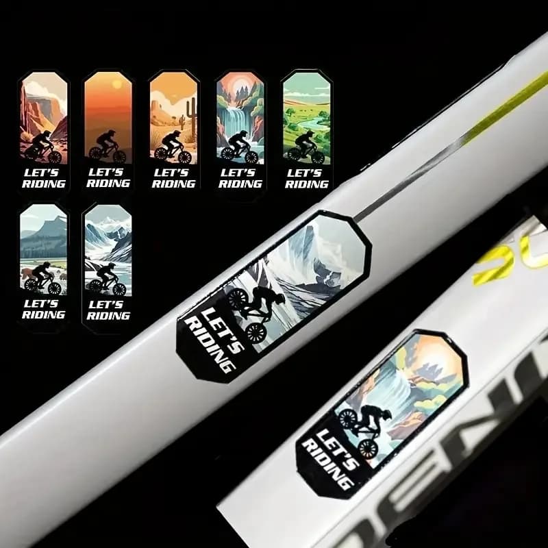 Adesivo piatto 2D 2 pezzi, adesivo decorativo per tubo e barra trasversale della bicicletta, adesivo decorativo personalizzato impermeabile per telaio, casco e auto