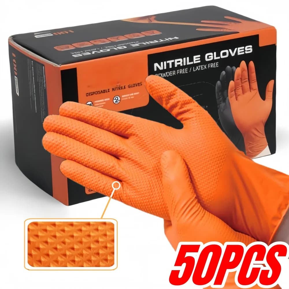 Nuovi guanti da lavoro in nitrile resistenti Guanti monouso in PVC senza lattice arancioni per l'industria automobilistica Attrezzi da cucina per la cura del giardinaggio