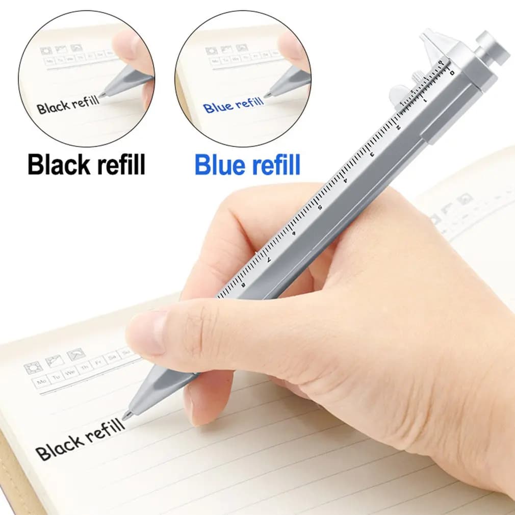 Penna a sfera con calibro a corsoio da 0,5 mm Penna a sfera multifunzione con inchiostro gel Cancelleria Penna a sfera a sfera Strumenti portatili Ricarica nera