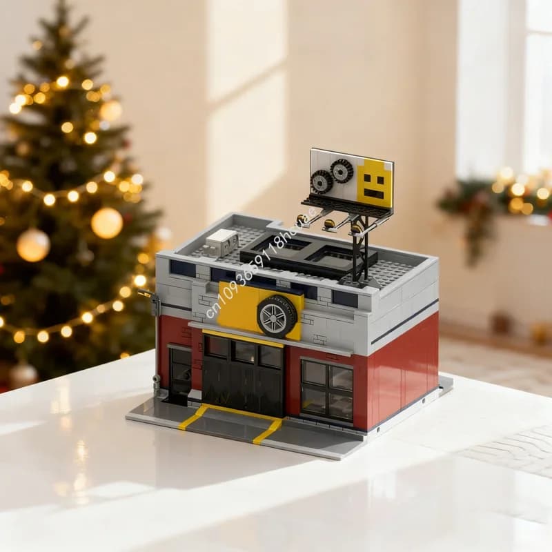 927pcs MOC Tuning Workshop Modulared Model Building Blocks Toys Architecture Assemble Christmas Gift DIY Creative Brick Kids
