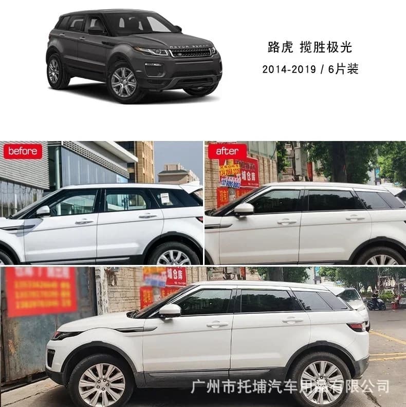 Porta cromata Visiera antipioggia Finestra laterale Deflettore Ombra Protezione solare antivento Argento Viaggi Grondaia per Range Rover Evoque 2012-2019