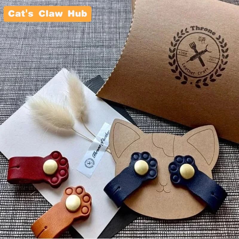 Simpatico supporto con fibbia per zampa di gatto Avvolgitore per cavo dati per telefono cellulare in pelle Organizzatore di clip per cavo per auricolari in silicone per cartoni animati