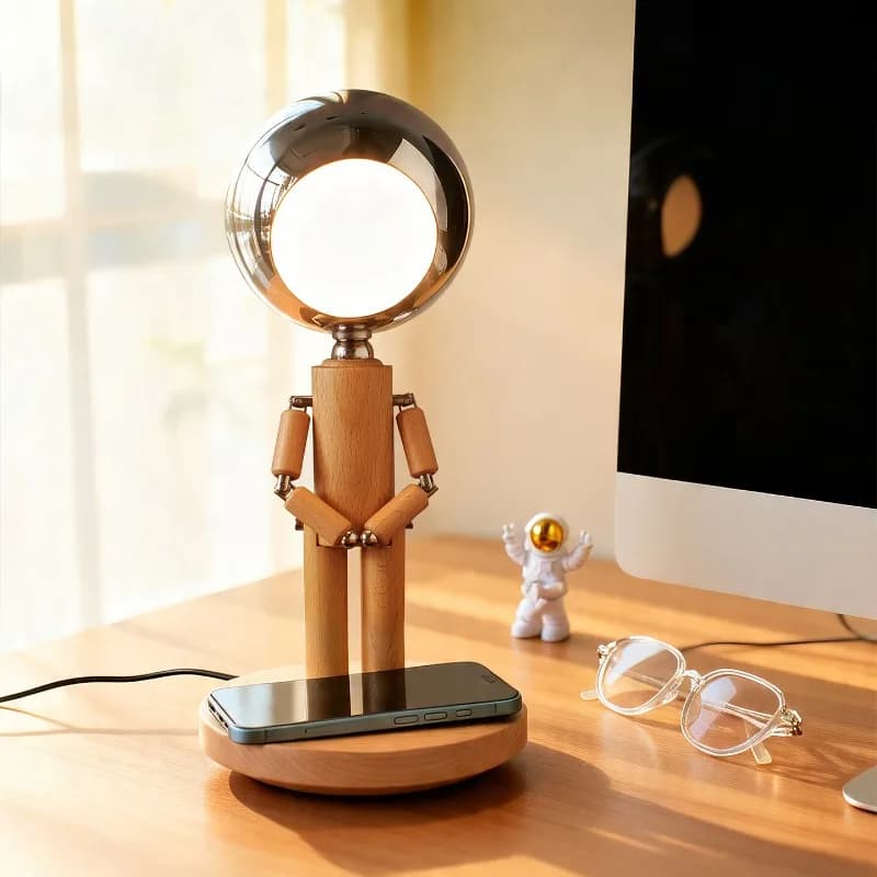 Desk lamp Bedroom bedside touch dimming wireless charging solid wood atmosphere table