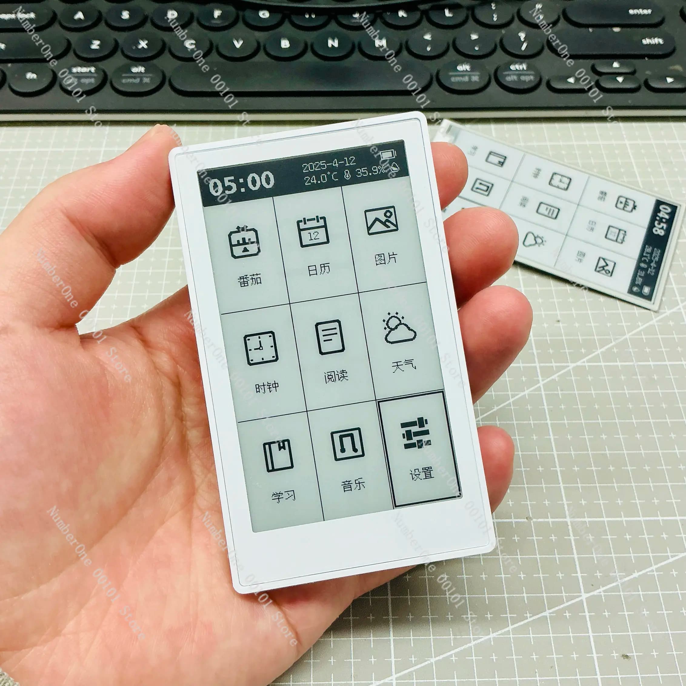E-reader portatile con schermo a inchiostro da 3,7 pollici, mini orologio bianco - lunga durata della batteria - retroilluminato - con scheda di memoria da 16 GB