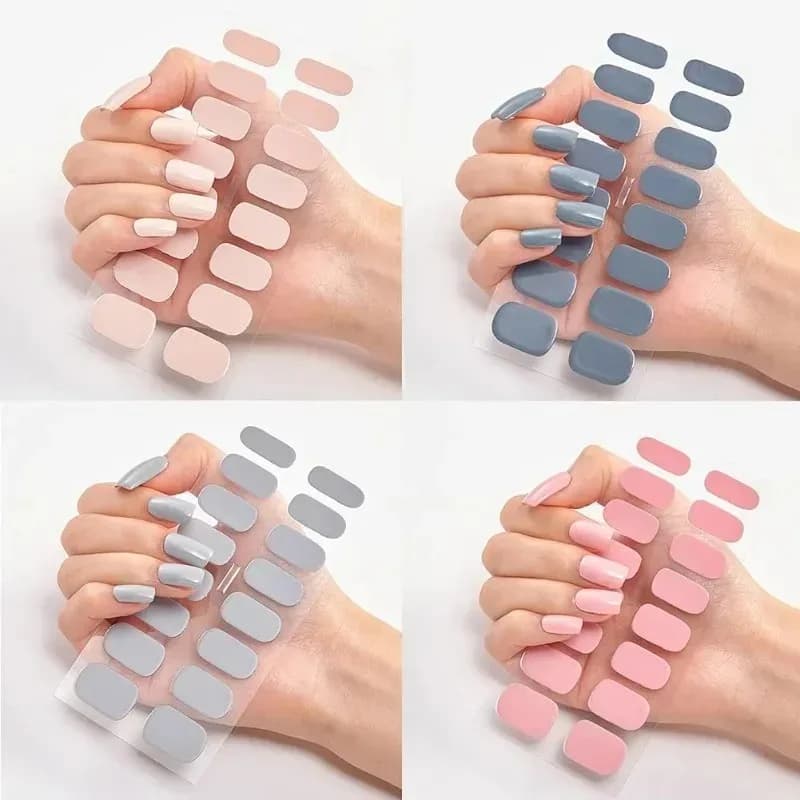 Nail Stickers in 20 Solid Colors, Self-adhesive Nail Strips, Nail Art Decorations in Gel for Women and Girls