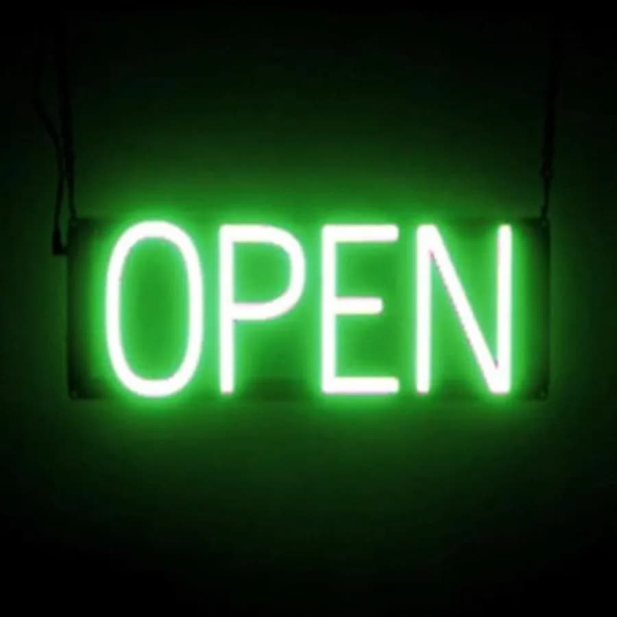 Insegna luminosa a LED effetto neon a batteria, 16,5 x 6,3 cm, in acrilico trasparente, luce verde