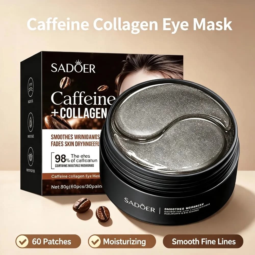 Caffeine Collagen Eye Mask Anti Dark Circles Moisturizing Eye Patches Reduce Puffiness Smooth Fine Lines Crystal Eye Mask