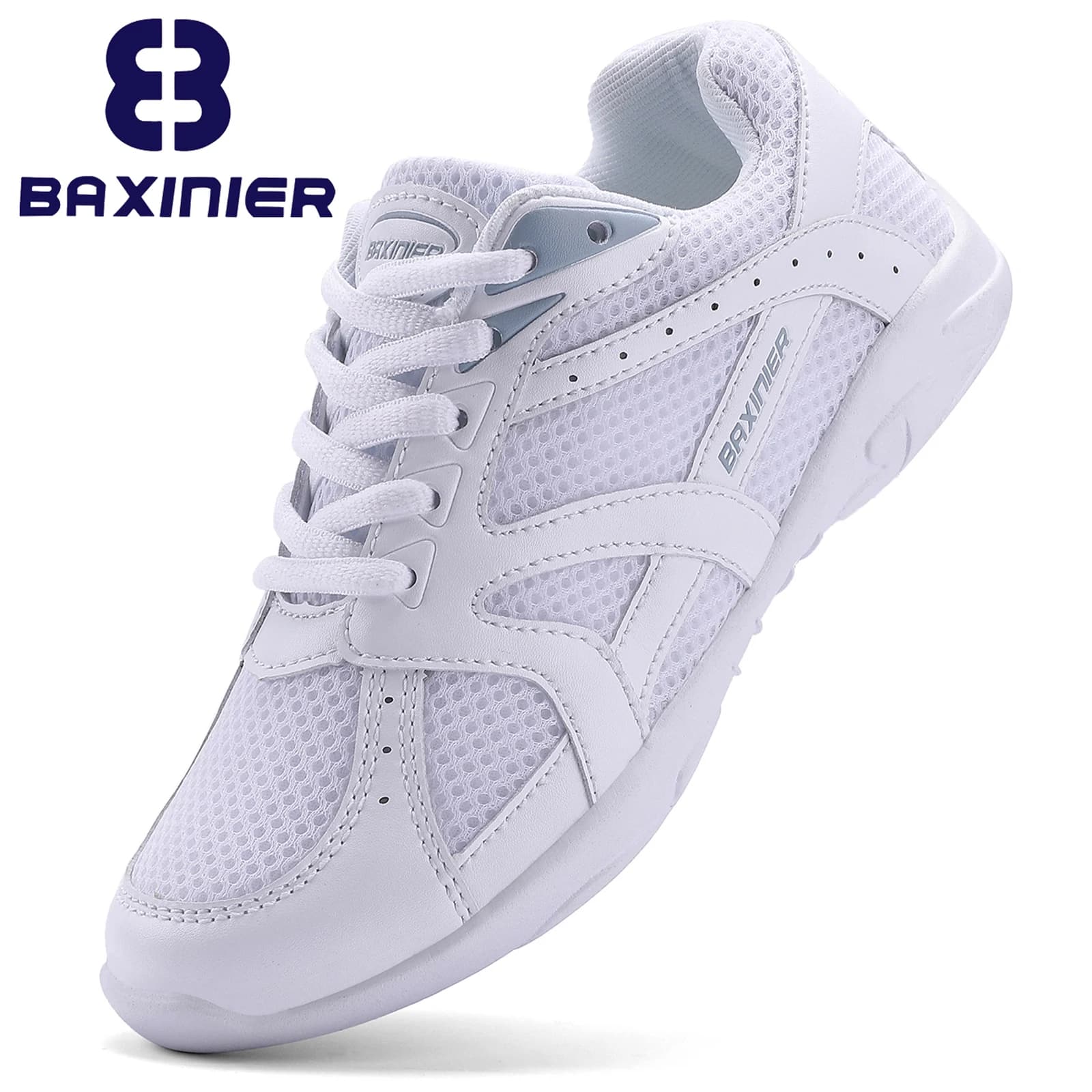 BAXINIER Cheerleader White Dance Shoes for Young Girls Athletic Training Tennis Walking Breathable Competition Gymnastics Shoes