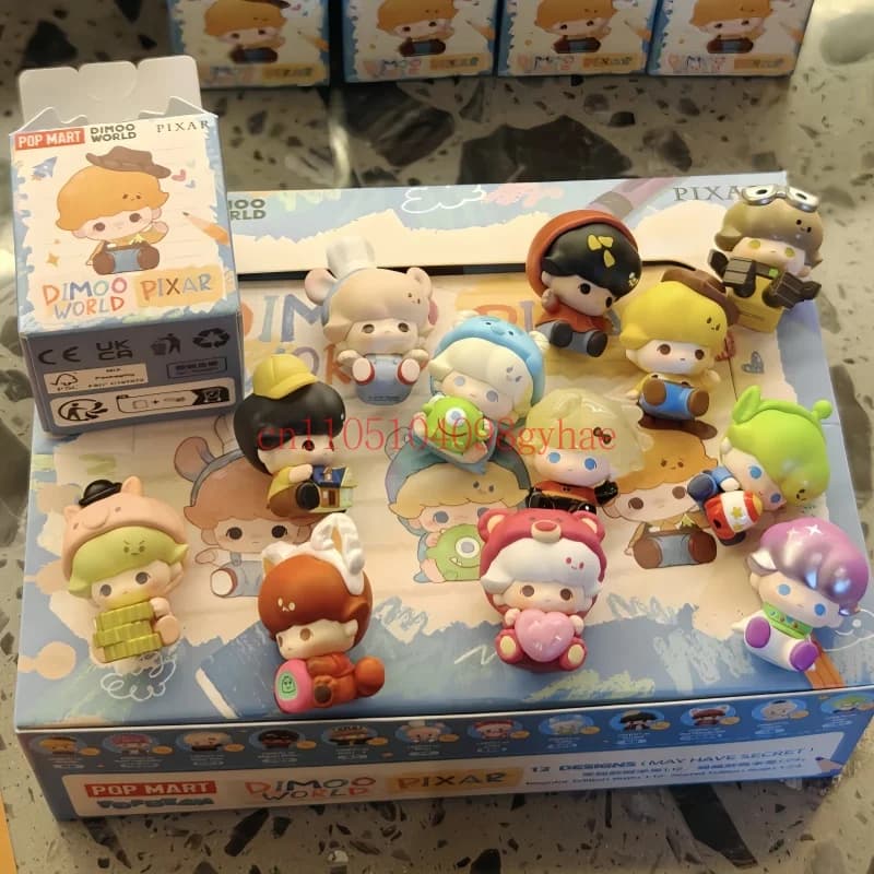 Pop Mart Dimoo World Pixar Series Pop Bean Mini Doll Blind Box Anime Figure Cute Desktop Decor Collectible Trendy Toy Collectors