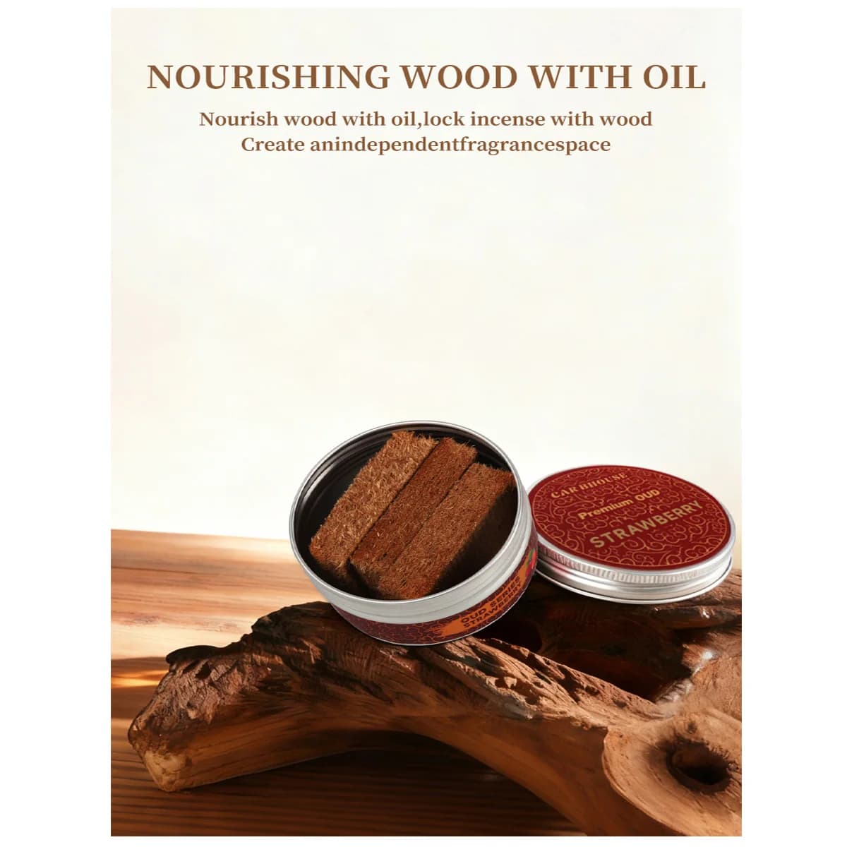 Ingredienti naturali, Fragranza per auto di fascia alta, Diffusione di oli essenziali a blocchi di legno in scatola, Fragranza di fragole, Deodorante per ambienti