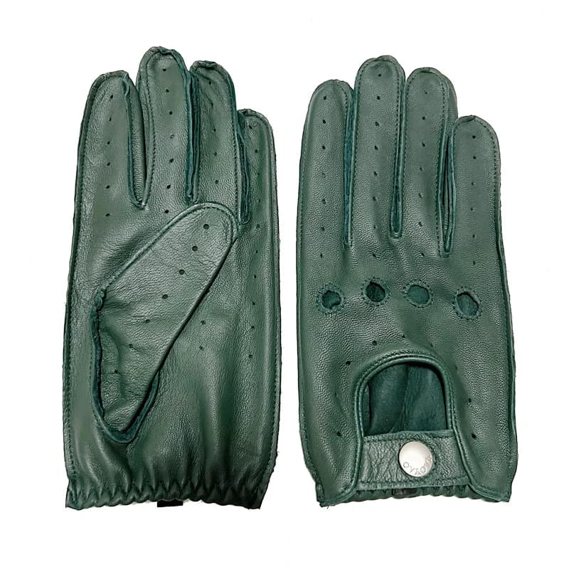 Guanti in pelle di capra per uomo uomo tinta unita classico semplice vera pelle sottile Moto Luvas inverno verde scuro equitazione guanti da guida